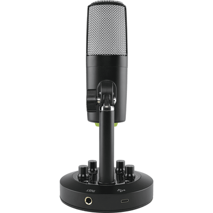 Mackie EM-CHROMIUM USB Condenser Microphone with 2-channel Mixer | 4 Selectable Polar Patterns | 1/4" Instrument Input | 1/8" Stereo Input | Headphone Output | 16-bit/48kHz Conversion