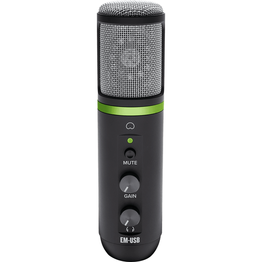 Mackie EM-USB USB Condenser Microphone | USB Microphone with Gain, Mute, and Headphone Volume Controls | Tabletop Tripod | Microphone Clip | Including Recording Software