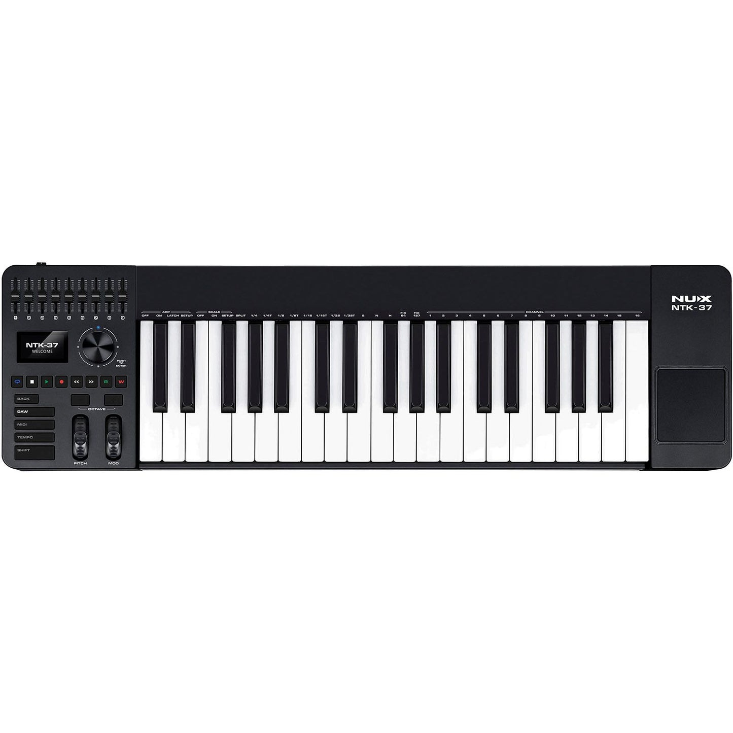 NUX NTK-37 MIDI Master Keyboard | 37-Key Keyboard with 9 Faders and 8 Potentiometers | Included Software