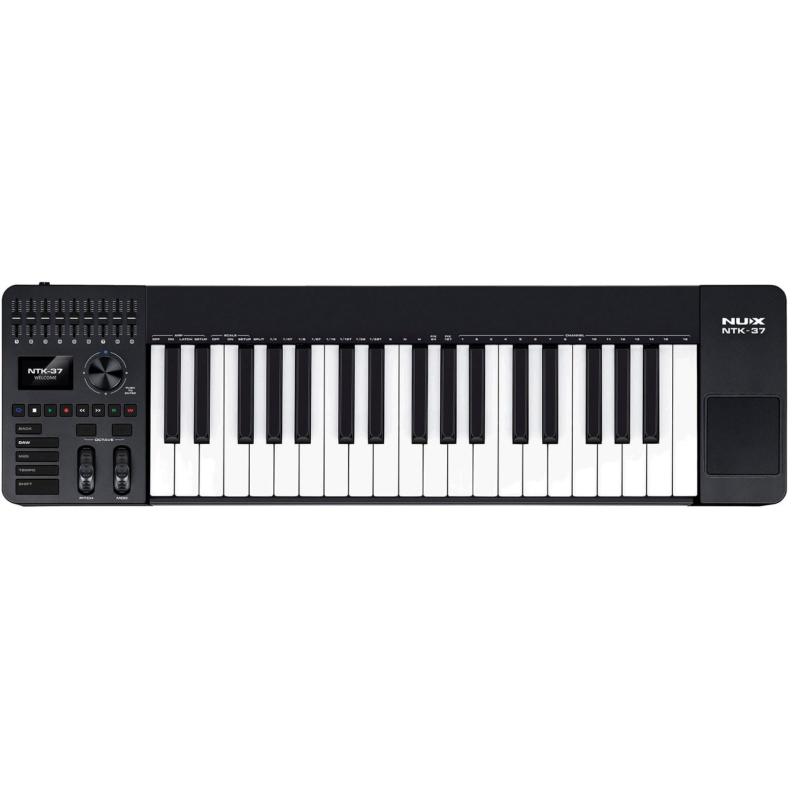 NUX NTK-37 MIDI Master Keyboard | 37-Key Keyboard with 9 Faders and 8 Potentiometers | Included Software