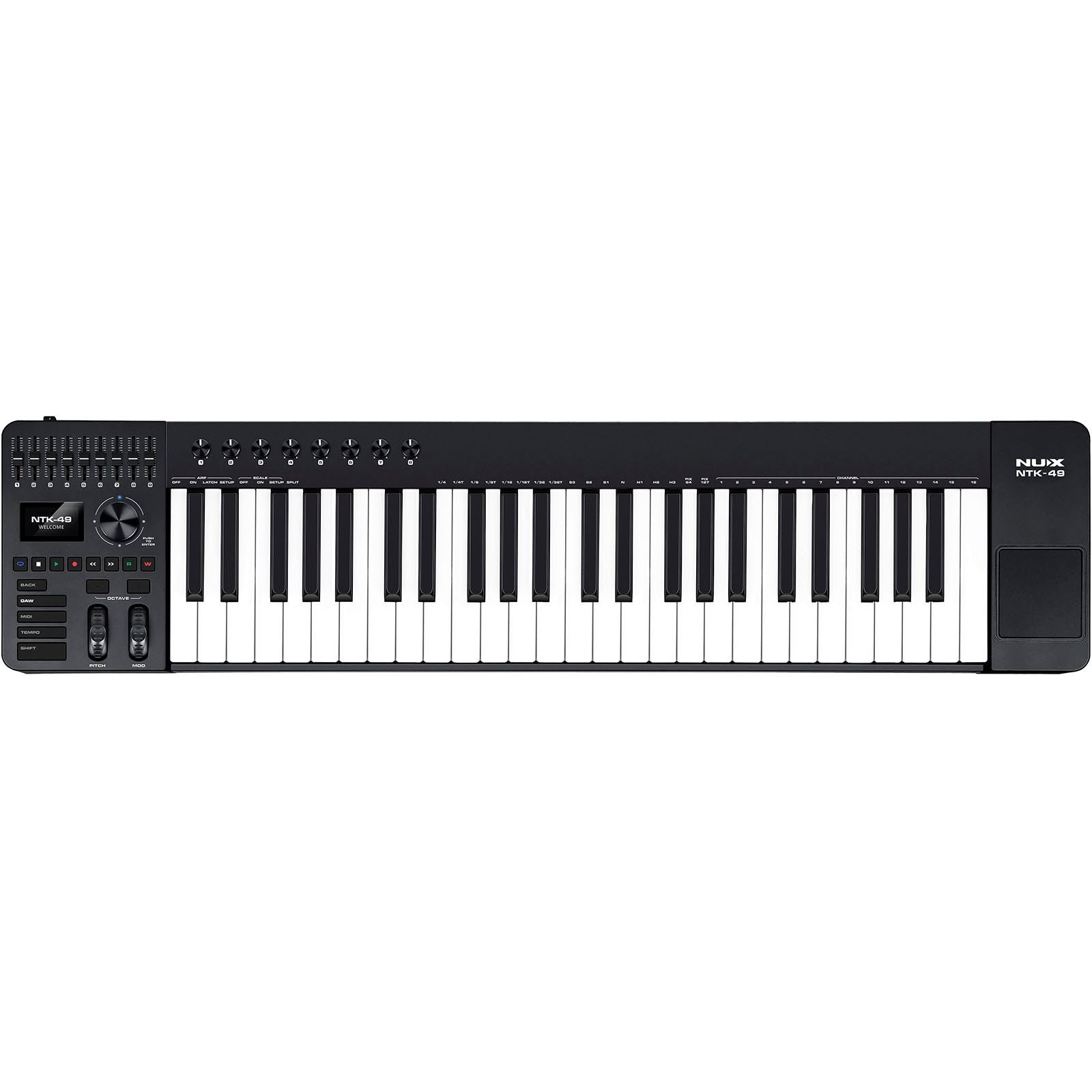 NUX NTK-49 MIDI Master Keyboard | 49-Key Keyboard with 9 Faders and 8 Potentiometers | Included Software