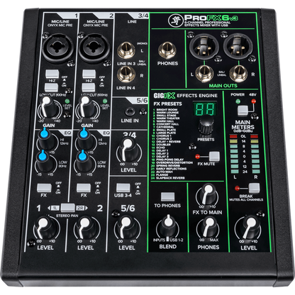 Mackie ProFX6v3 6-channel Mixer with USB and Effects | Built-In USB Interface | Includes Recording Software | Suitable for Studio and Stage