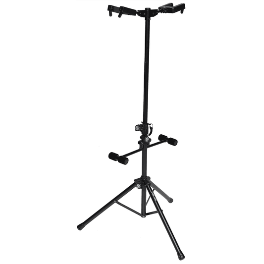 Double Universal Guitar Stand with Self-Locking System by Quik Lok | Foldable and Height Adjustable