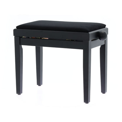 Quiklok PB010BKS Velvet Piano Bench | Adjustable Height | Matte Black
