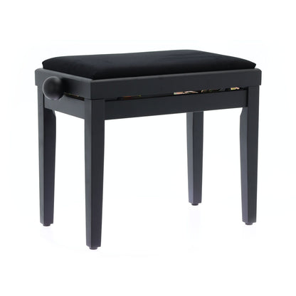Quiklok PB010BKS Velvet Piano Bench | Adjustable Height | Matte Black