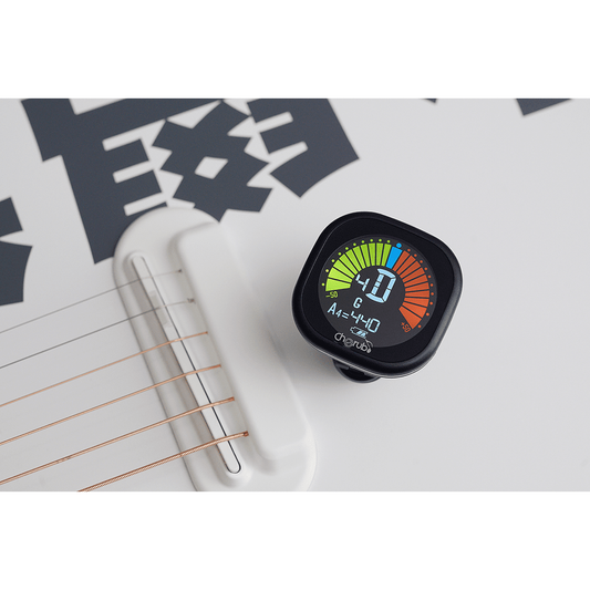 Rechargeable Clip Tuner for Guitar by Cherub | LCD Screen | Auto Power Off | Gray