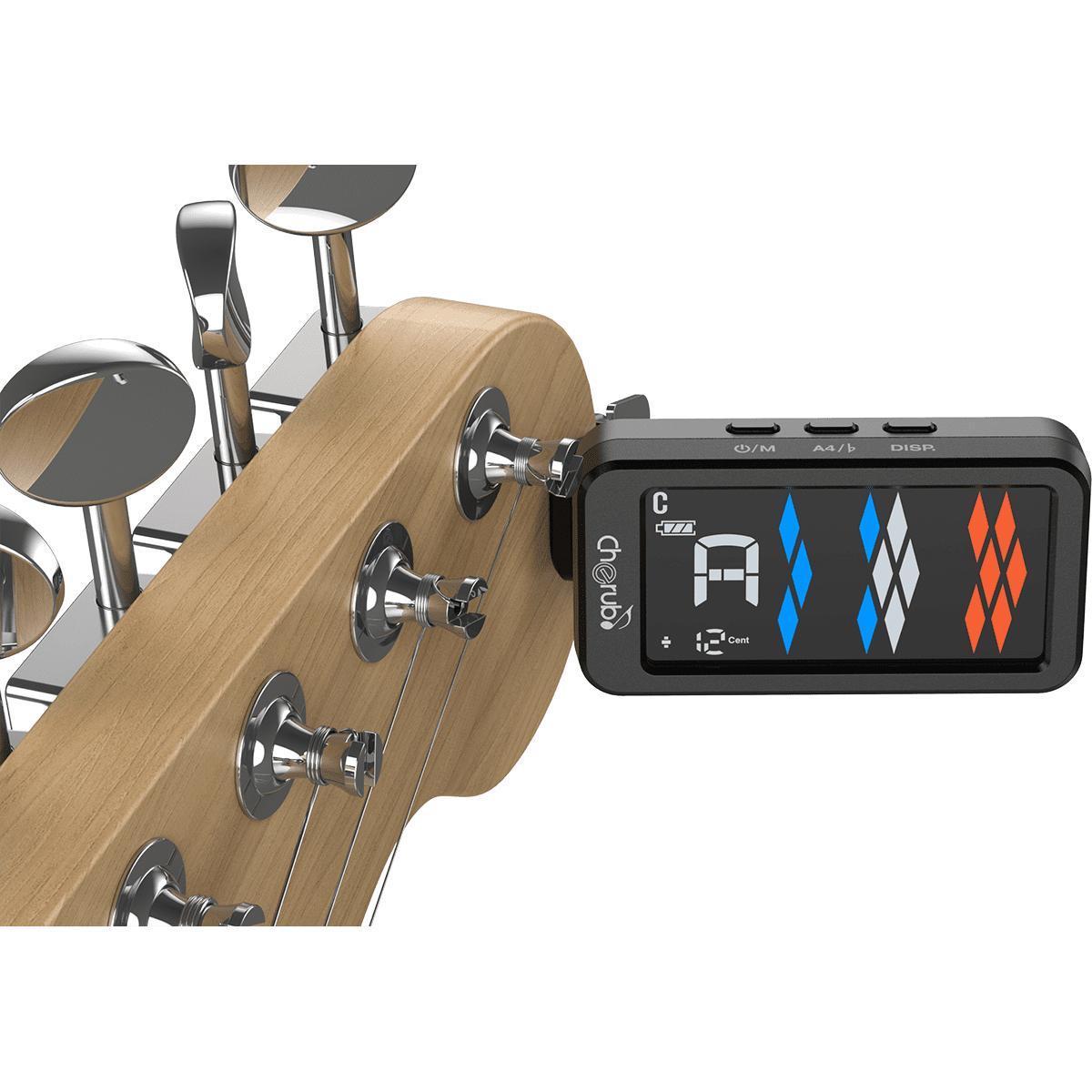 Rechargeable Guitar Tuner WST-905LI by Cherub | LCD Screen | Heavy-duty Steel Clip-On