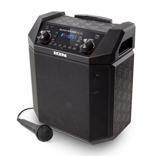 ION Audio Block Rocker Plus - 100W Outdoor Bluetooth Speaker with Rechargeable Battery, Radio, Microphone and USB Charge Port