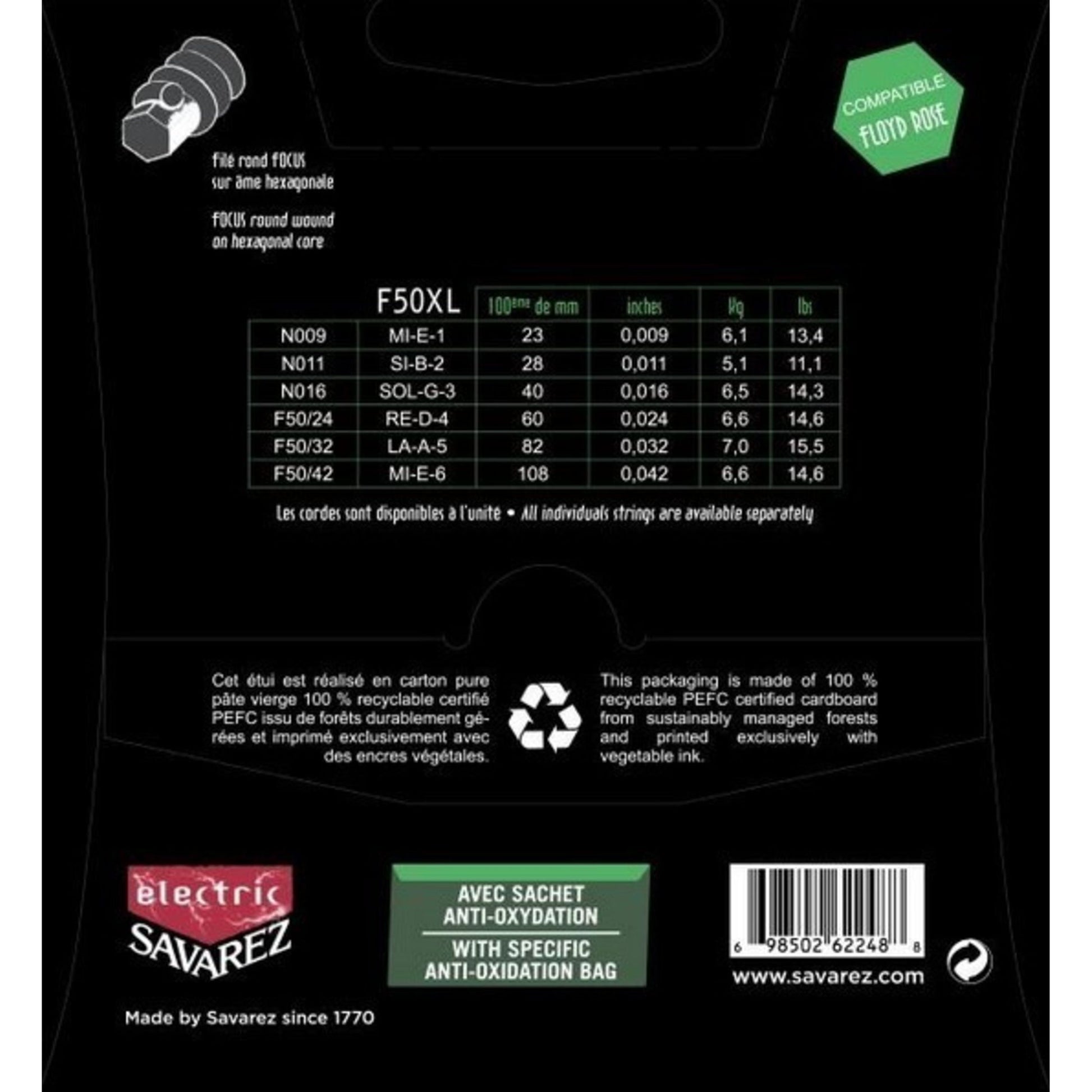 Electric Guitar Strings Savarez F50XL 9-42 | Extra Light